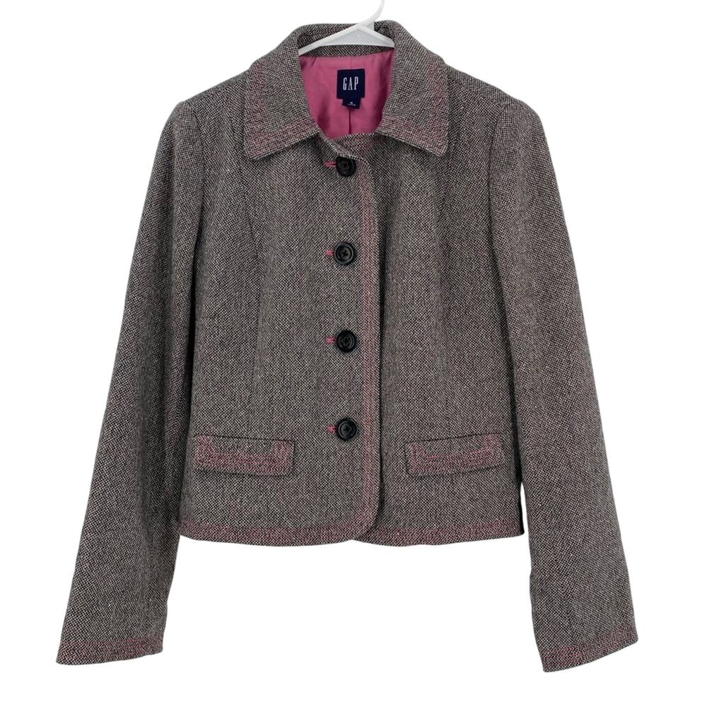Wool blend tweed pink blazer Gap size medium